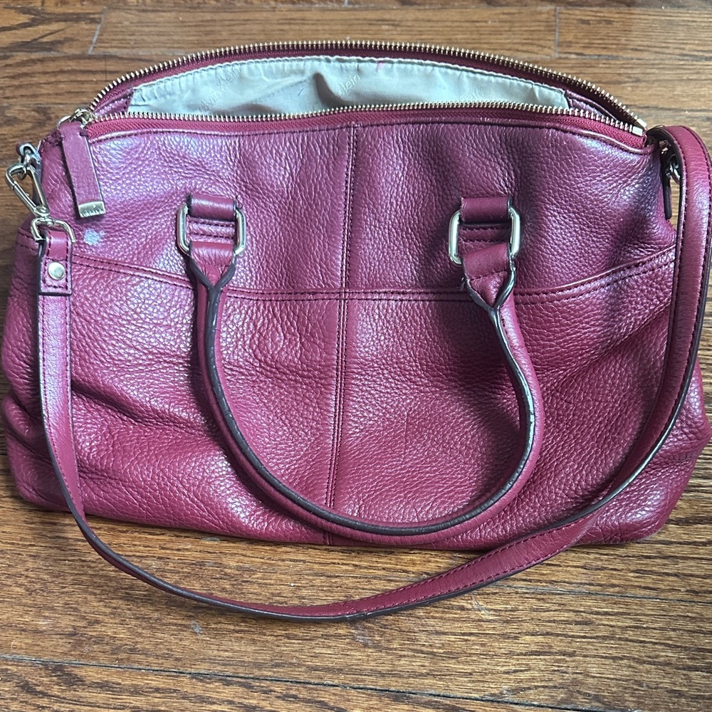 Calvin Klein Deep Red Leather Shoulder Bag